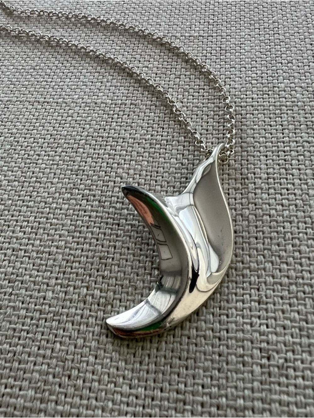 Crescent Sail Silver Pendant Necklace